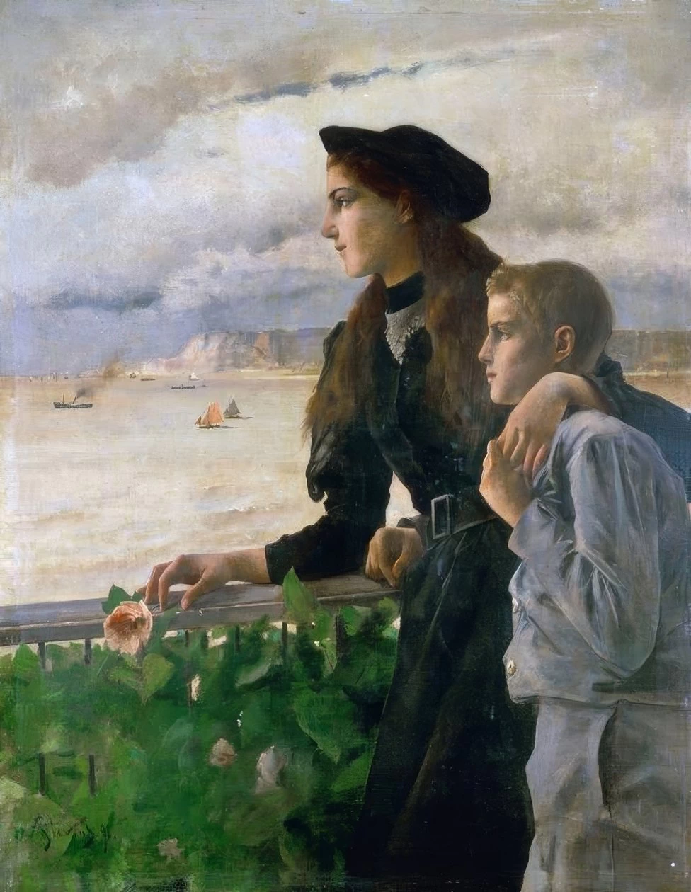 Alfred Émile Stevens - Fratello e sorella davanti al mare a Honfleur, Musée D’orsay, Parigi